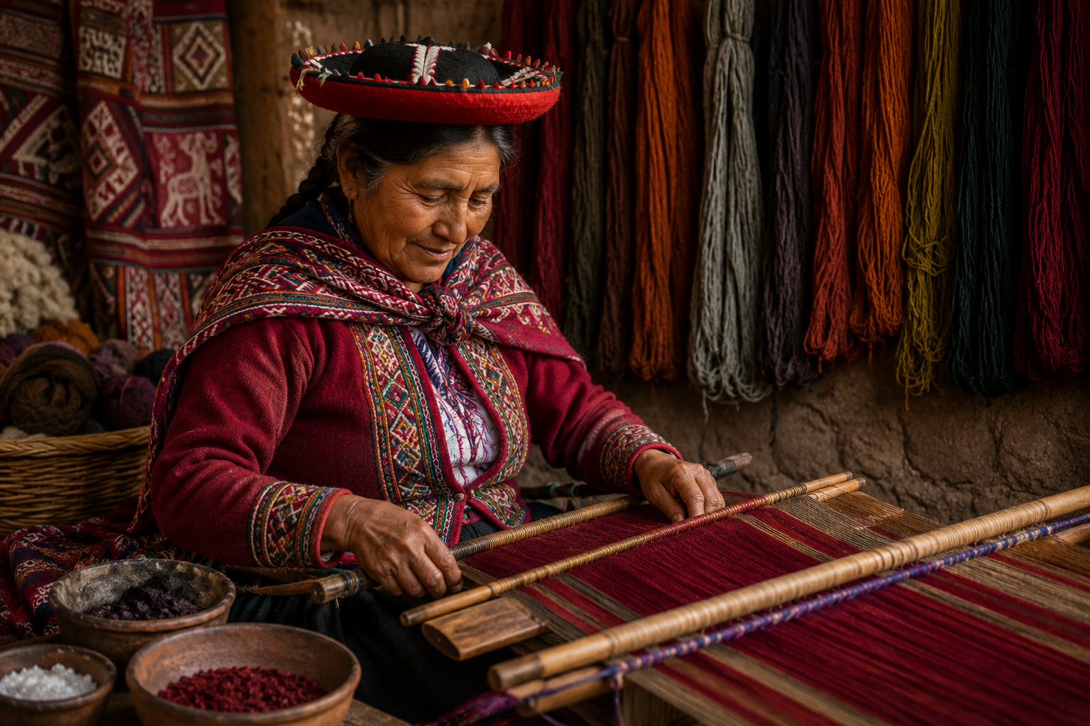 Retrato de Rosa Quispe, tejedora ayacuchana